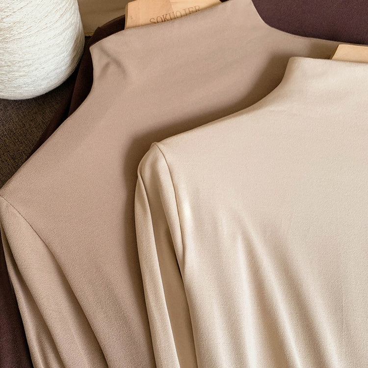 トップス カシミアタッチニット カットソー ロンT レディース ストレッチ プチハイネック