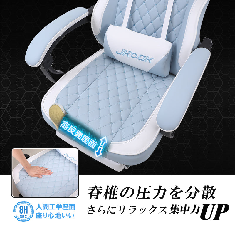 \ 特価中/ゲーミングチェア ファブリック ゲームチェア デスクチェア パソコンチェア オフィスチェア オットマン付き オフィスチェア 腰痛対策 SWOLOL テレワーク  かわいい おしゃれ 在宅勤務 人間工学 「一年保証」 白 黒