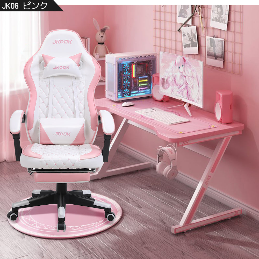 \ 特価中/ゲーミングチェア ファブリック ゲームチェア デスクチェア パソコンチェア オフィスチェア オットマン付き オフィスチェア 腰痛対策 SWOLOL テレワーク  かわいい おしゃれ 在宅勤務 人間工学 「一年保証」 白 黒