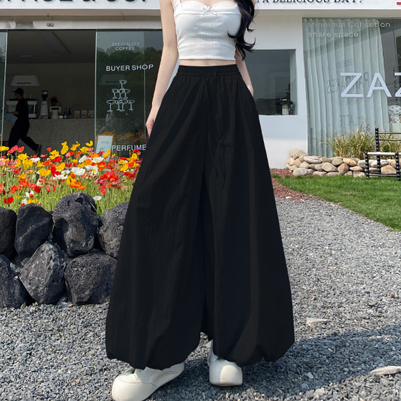 ワイドパンツ パンツ レディース 花びら ガウチョ ゆったり 着痩せ 薄手 高腰 ウエストゴム