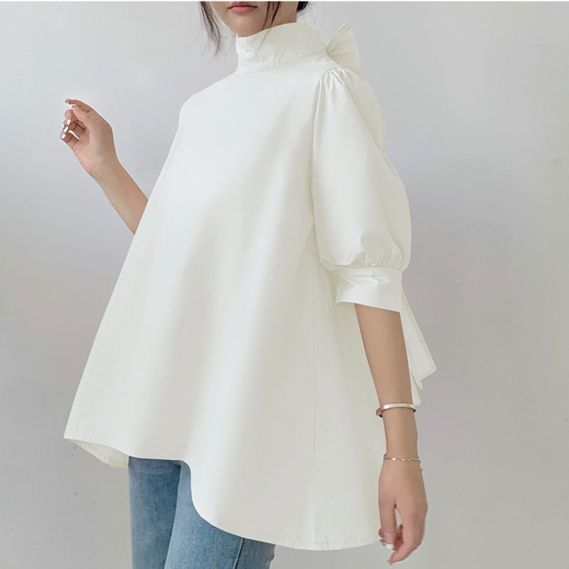 tシャツ 半袖tシャツ スタンドネックtシャツ 半袖シャツ トップス レディース