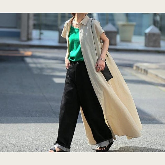 綿麻プルオーバーシャツワンピース レディース 半袖シャツ ゆったり トップス 夏服