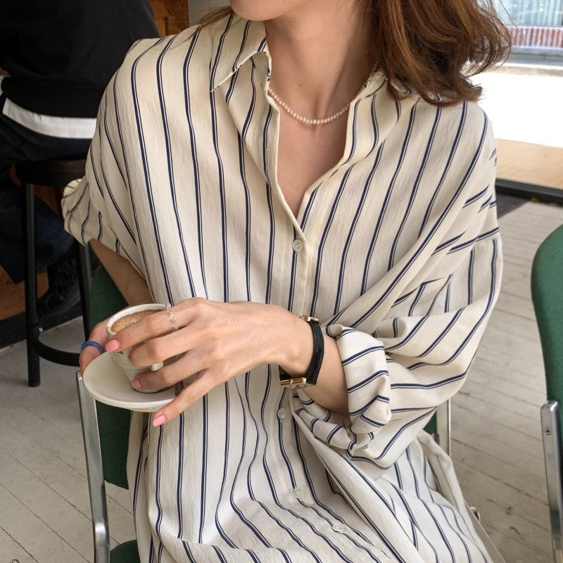 ストライプシャツ ブラウス ワンピース トップス レディース オーバーシャツ