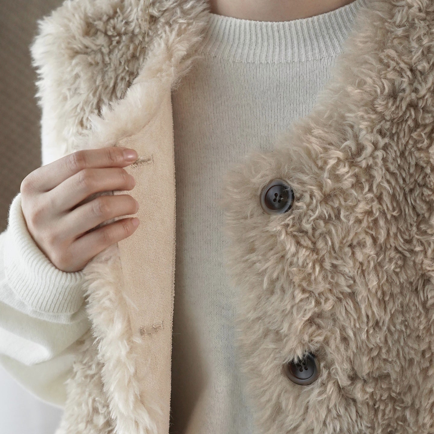 ベスト レディース 秋冬 フェイクファー 超柔らか モコモコ 単ボタン