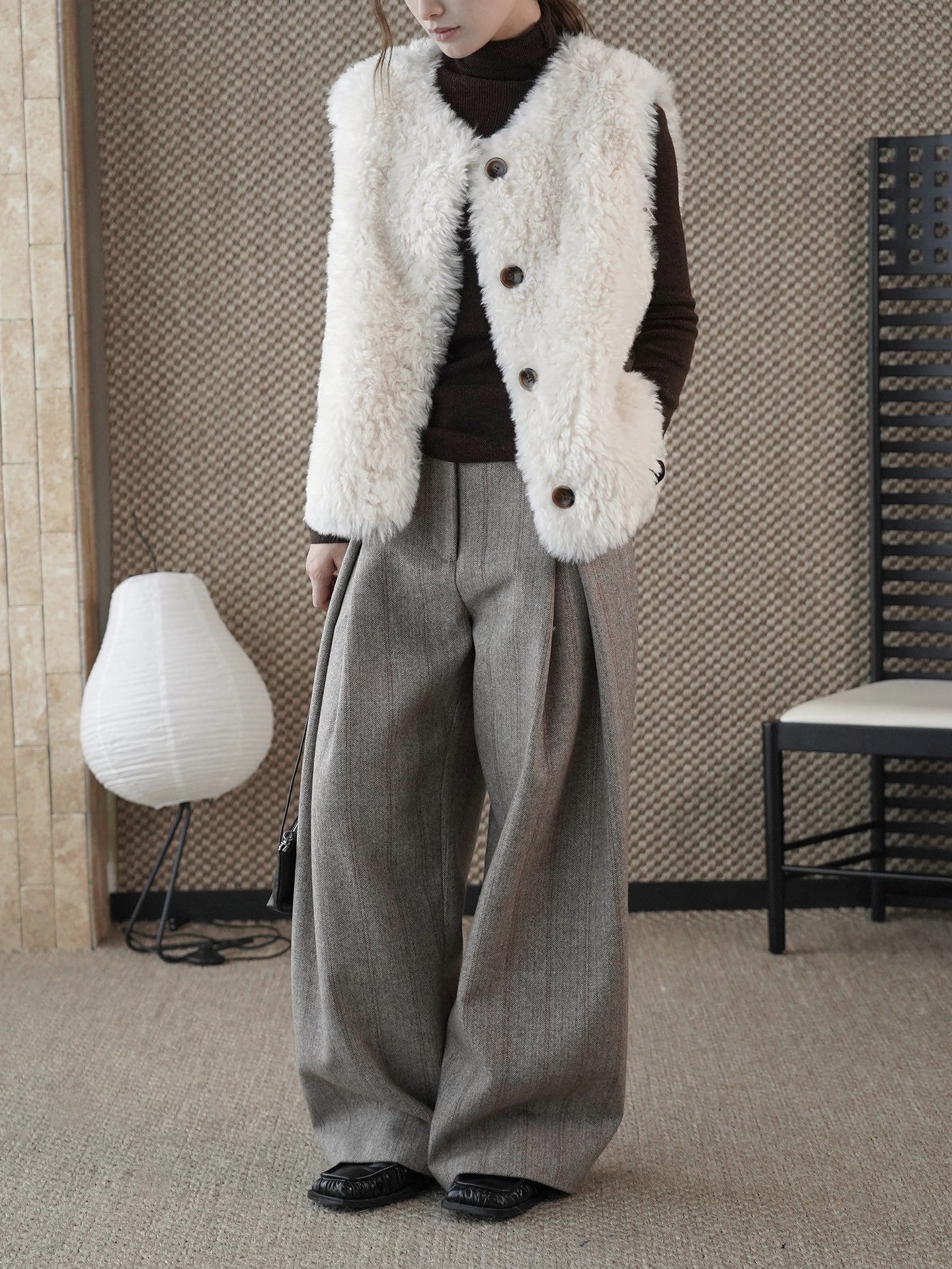 ベスト レディース 秋冬 フェイクファー 超柔らか モコモコ 単ボタン