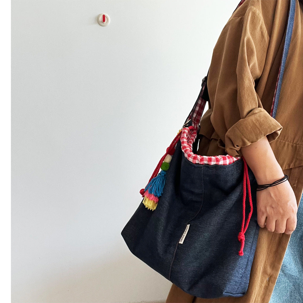 トートバッグ ショルダーバッグ 斜めがけバッグ レディース 大容量 巾着バッグ デニム
