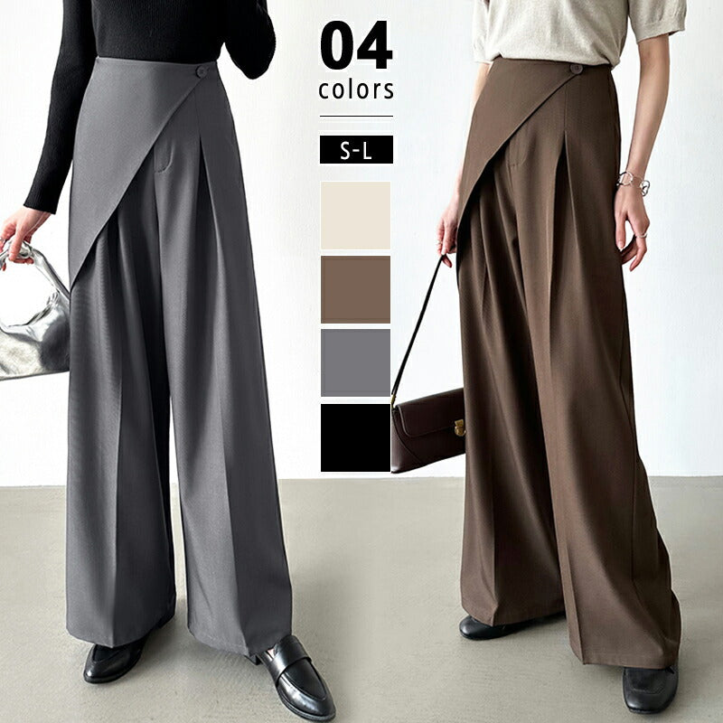 スラックス レディース ボトムス ズボン ワイドパンツ ハイウエスト 通勤