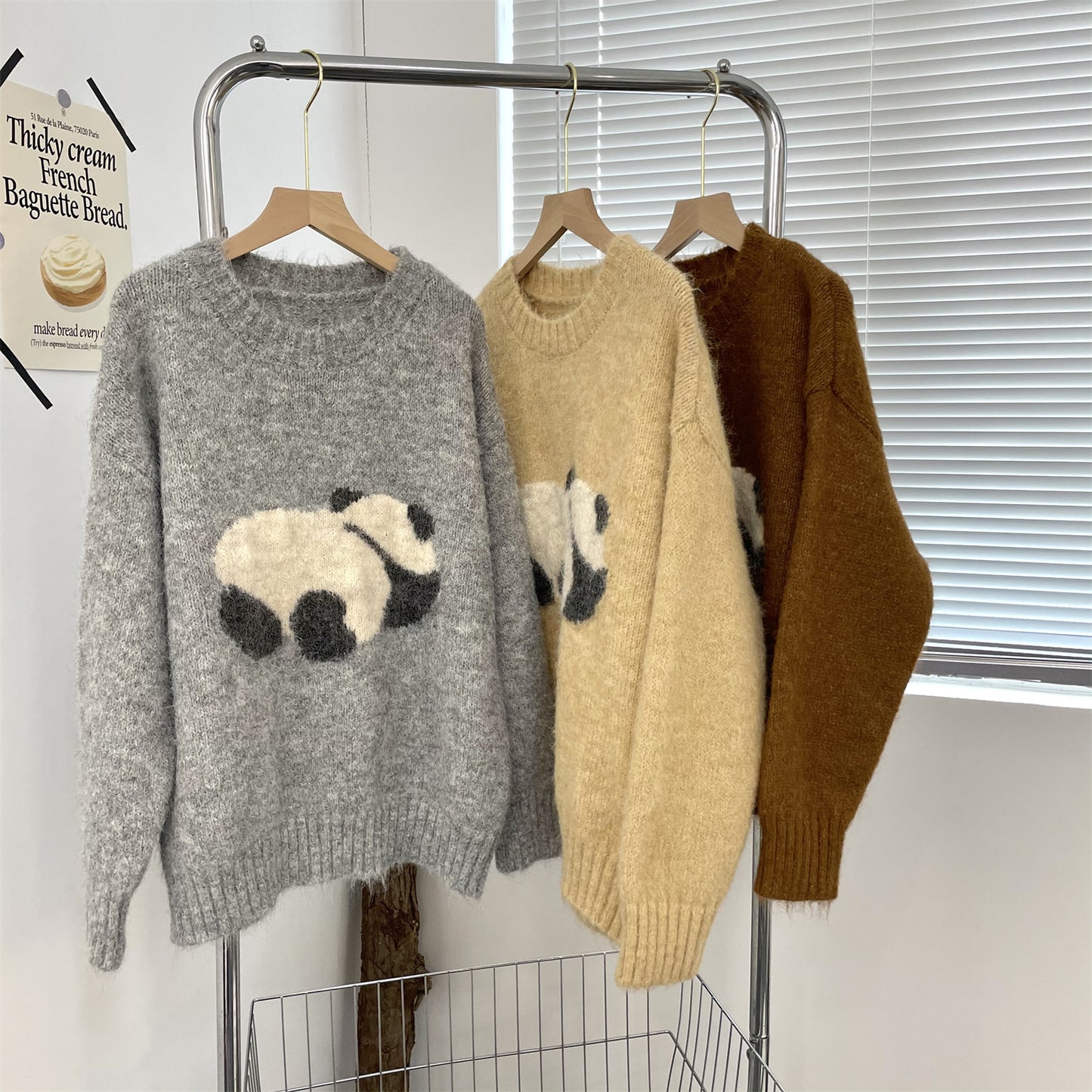 セーター ニットトップス ニットパーカー カシミヤセーター ポロ 柔らかい パンダ