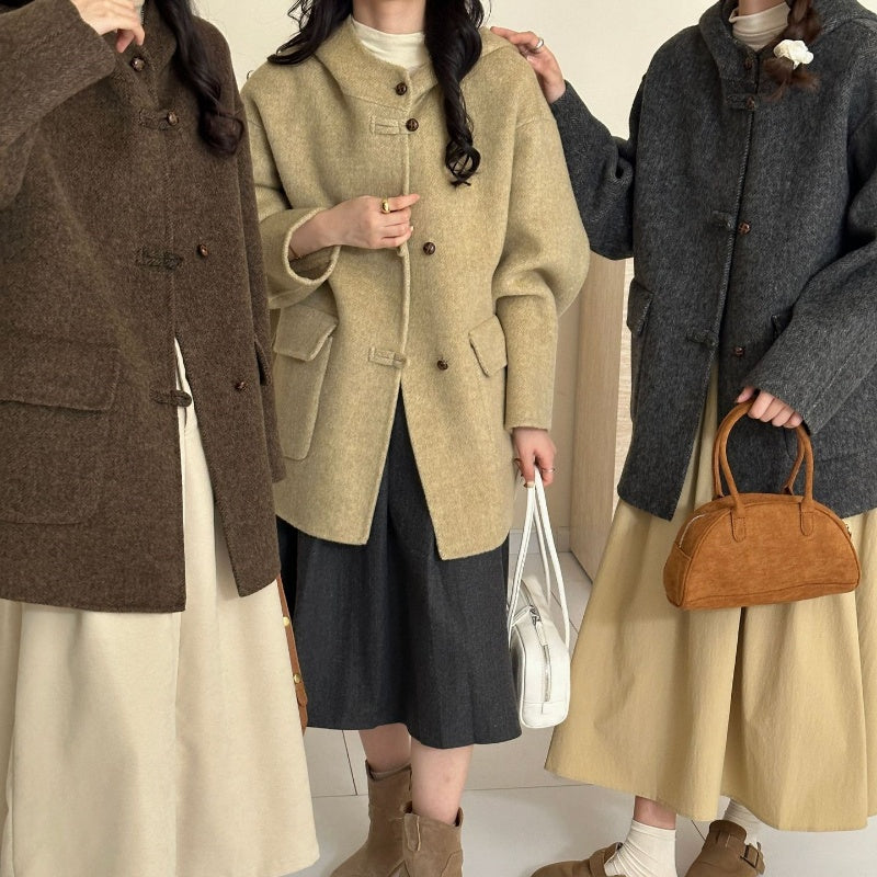 ダブルフェイスウールコート ウールコート ミディアムコート コート アウター