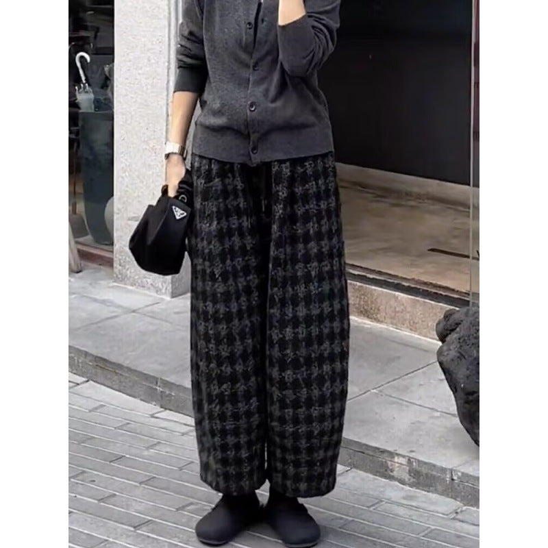 サルエルパンツ ワイドパンツ 高腰 デザイン レディース 映えパンツ 毛織り素材 秋冬アイテム