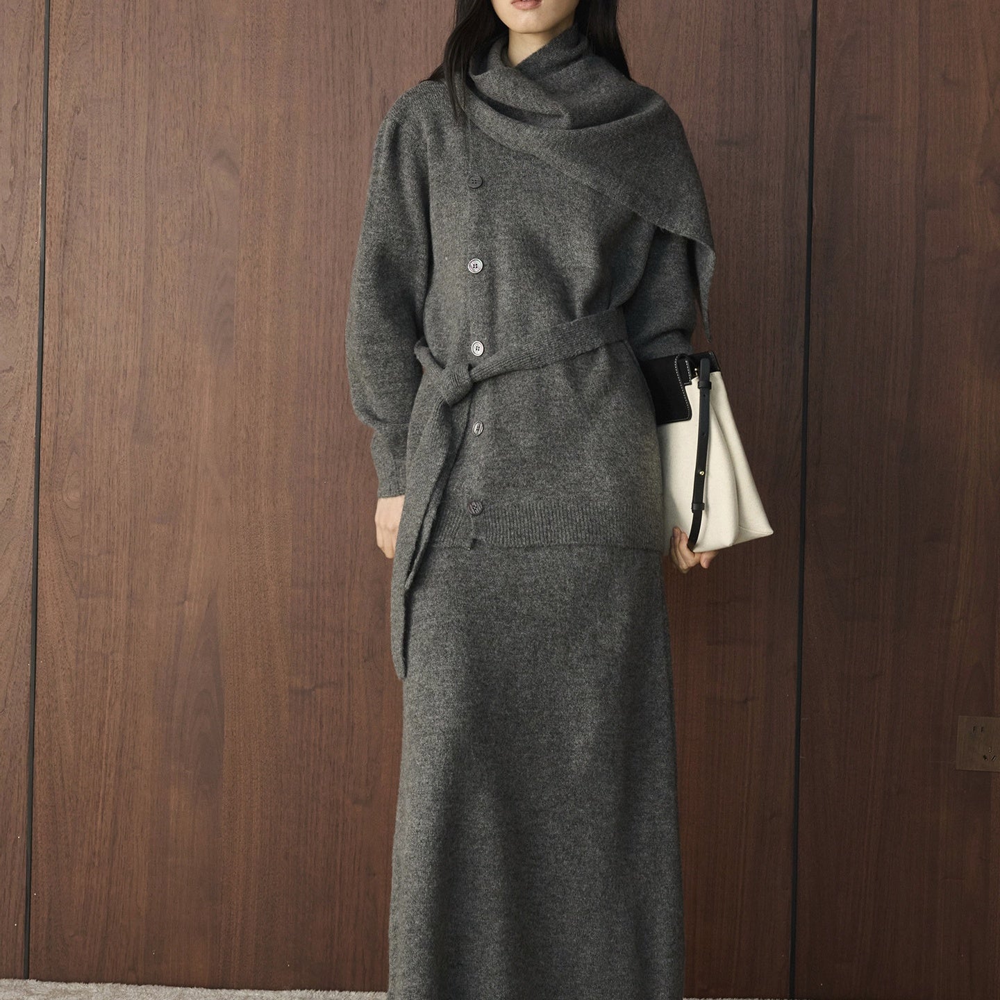 ニットセットアップ レディース カーディガン スカート セーター 2点セット 秋冬