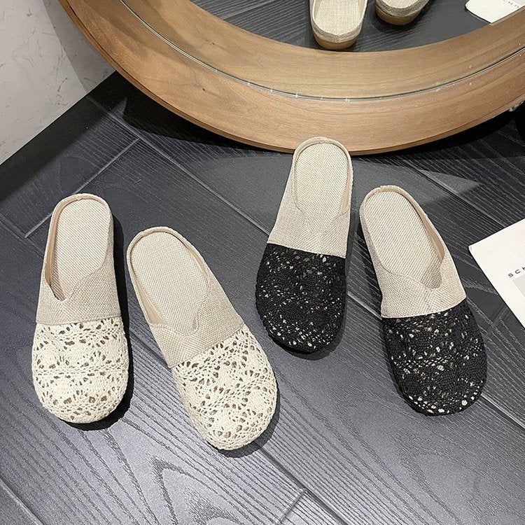 カットワークアップサンダル コンフォートサンダル 編み込みサンダル