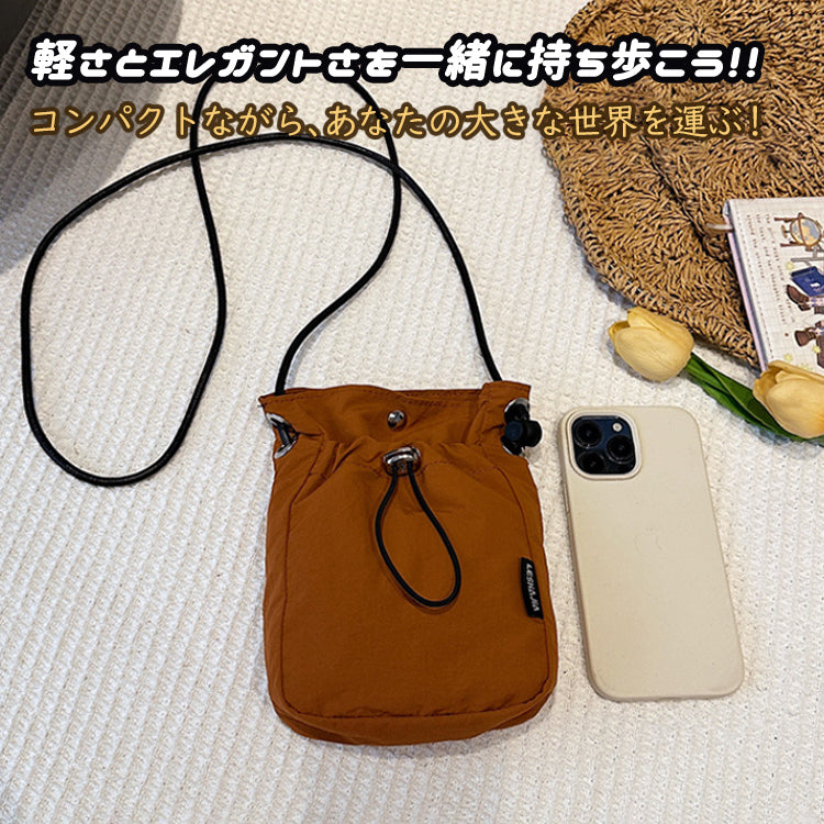 ショルダーバッグ スマホポーチ 携帯バック 肩掛けバッグ 巾着バッグ ミニバッグ