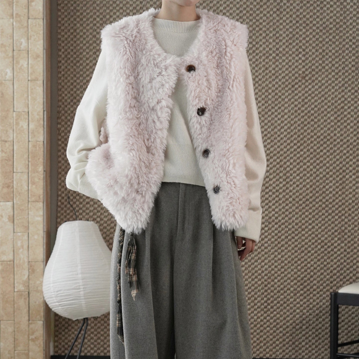 ベスト レディース 秋冬 フェイクファー 超柔らか モコモコ 単ボタン