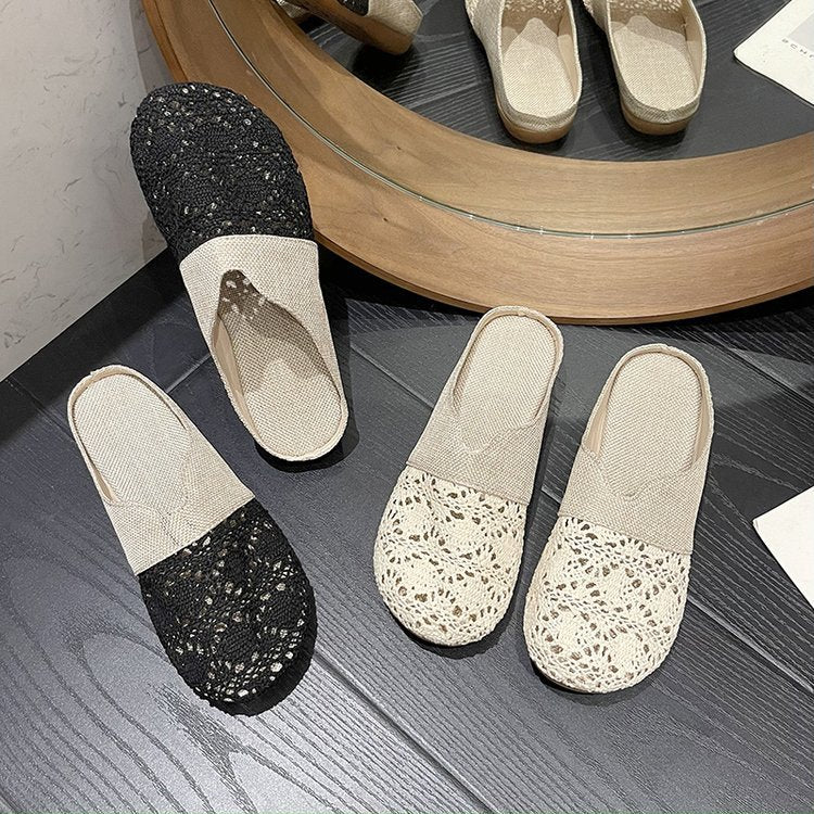 カットワークアップサンダル コンフォートサンダル 編み込みサンダル