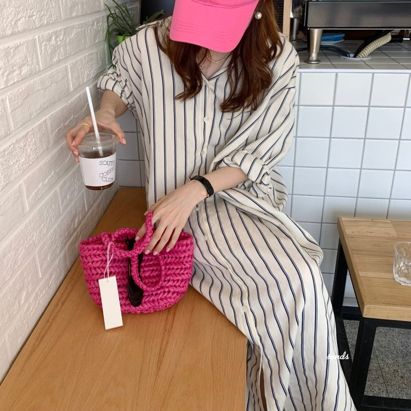 ストライプシャツ ブラウス ワンピース トップス レディース オーバーシャツ