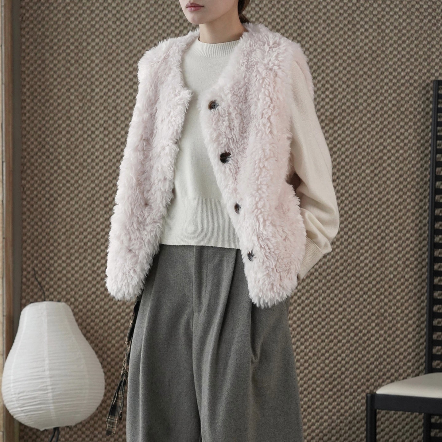 ベスト レディース 秋冬 フェイクファー 超柔らか モコモコ 単ボタン