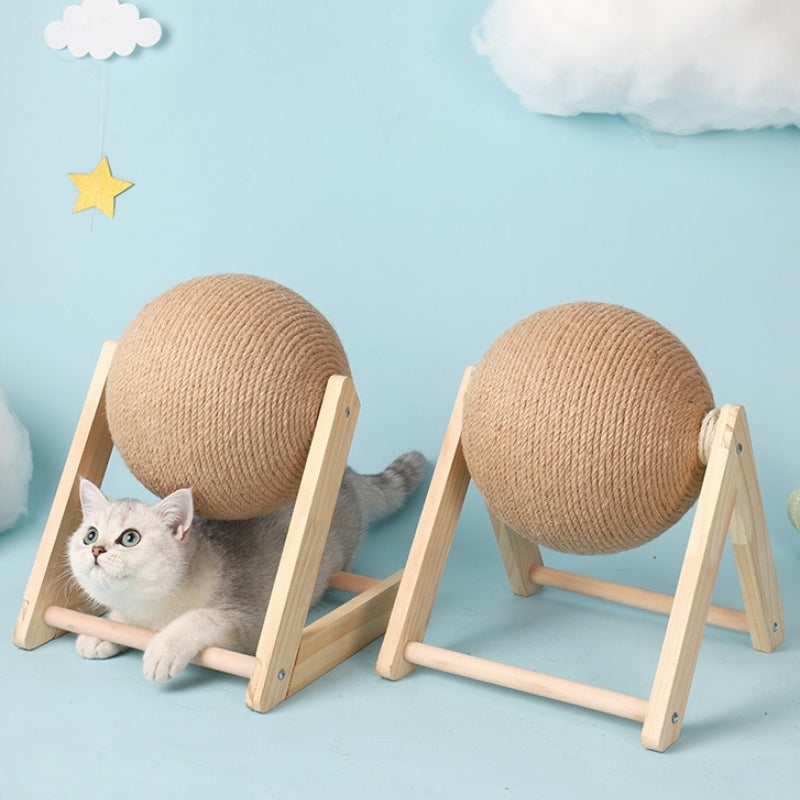 猫スクラッチボール サイザル猫のスクラッチボール 猫爪とぎ板 猫爪とぎマット 猫爪とぎボール 木製ベース