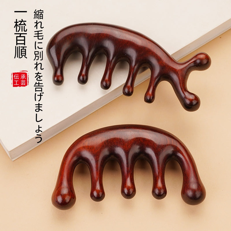 マッサージコーム 紫檀マッサージコーム 木製コーム ヘアブラシ櫛