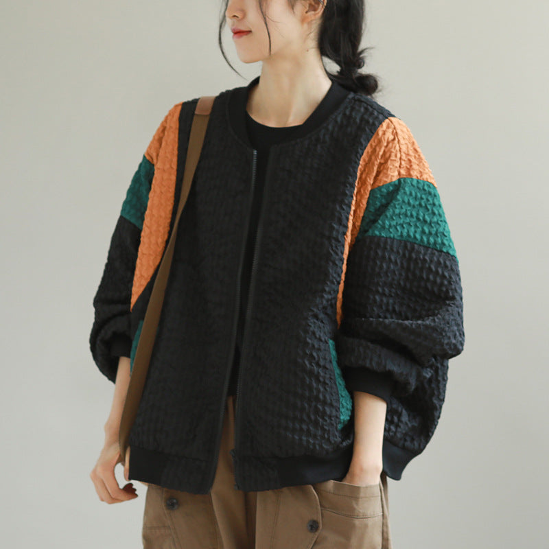 ジャケット ブルゾン カラーブロックジャケット ノーカラージャケット