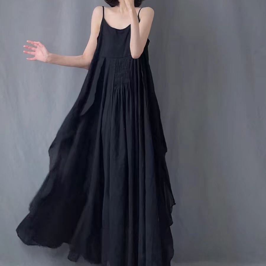 キャミワンピース ロングワンピース ノースリーブ 夏ワンピース 無地