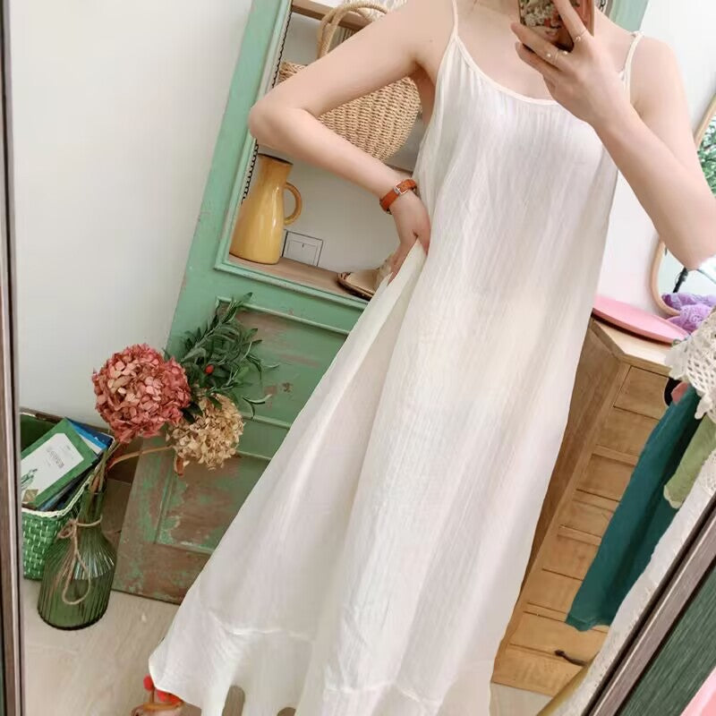 ワンピース インナー レディース ロングワンピース ロング丈 亜麻 棉麻 ナチュラル