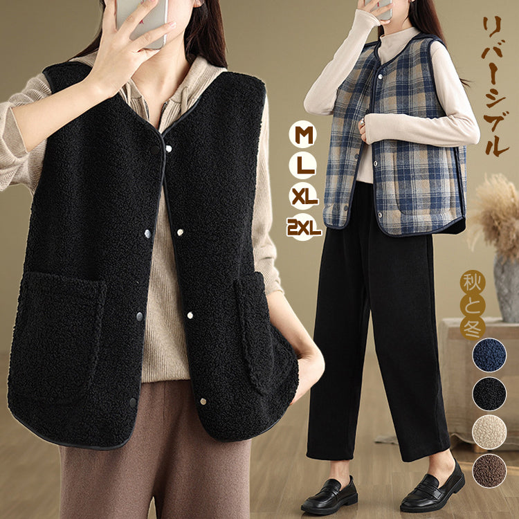 ベスト フェイクファーベスト ファーベスト リバーシブルベスト ジレ アウター トップス レディース