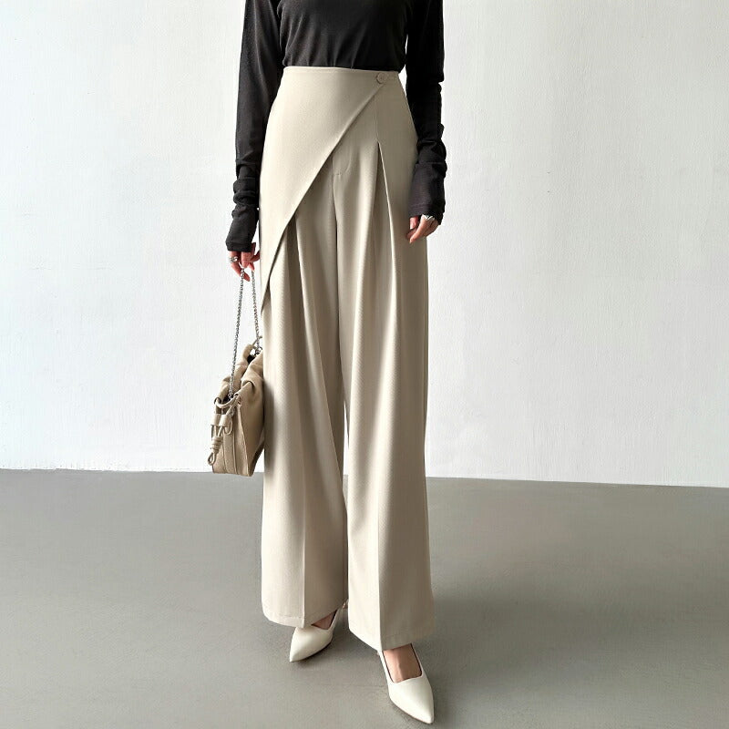 スラックス レディース ボトムス ズボン ワイドパンツ ハイウエスト 通勤