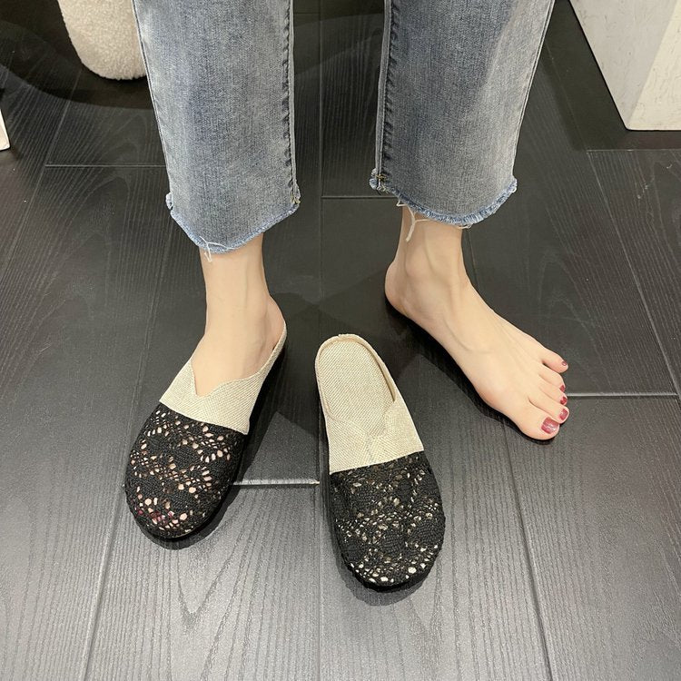 カットワークアップサンダル コンフォートサンダル 編み込みサンダル