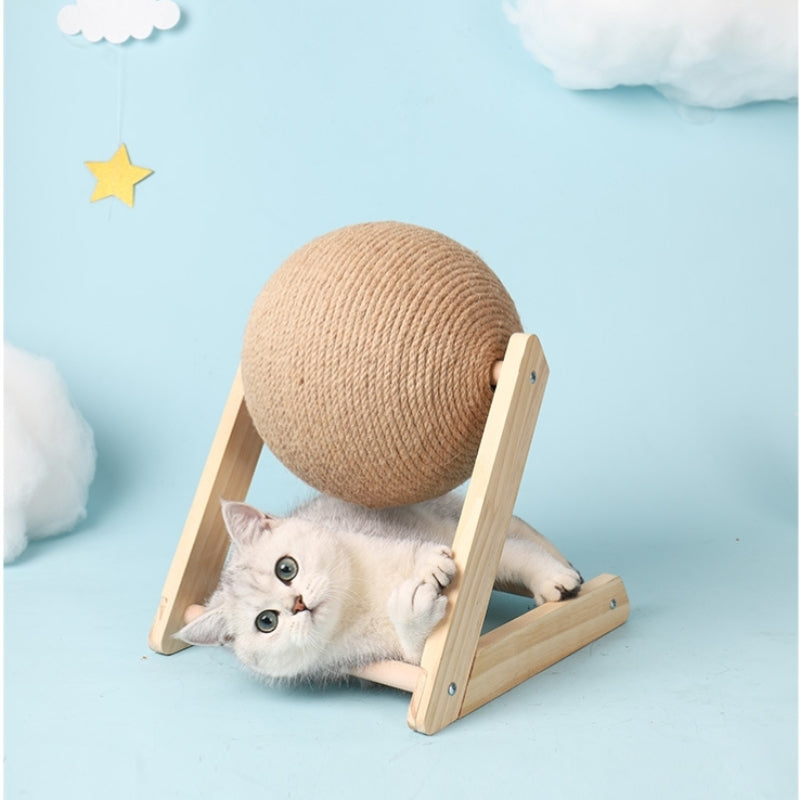 猫スクラッチボール サイザル猫のスクラッチボール 猫爪とぎ板 猫爪とぎマット 猫爪とぎボール 木製ベース