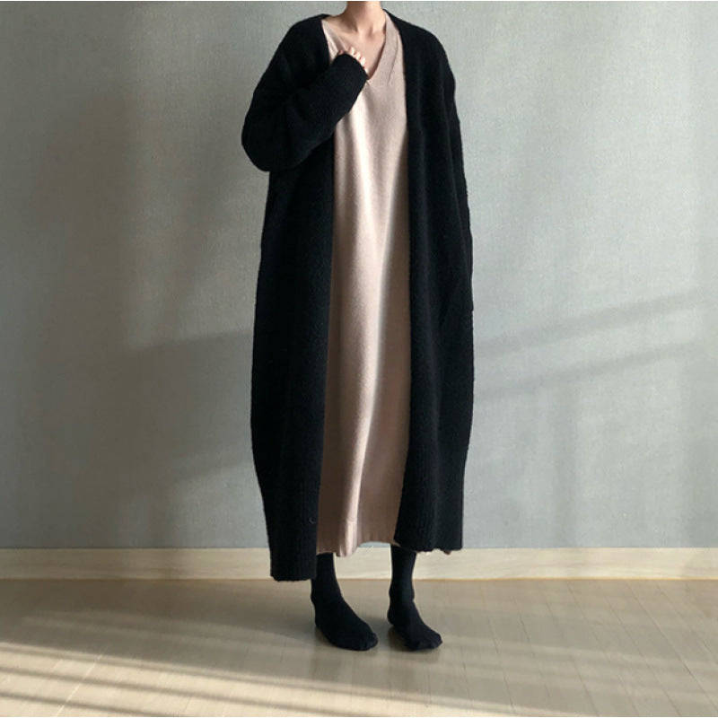 ロングカーディガン ニット ファッション ルーズニット 長袖 シンプル セーターコート