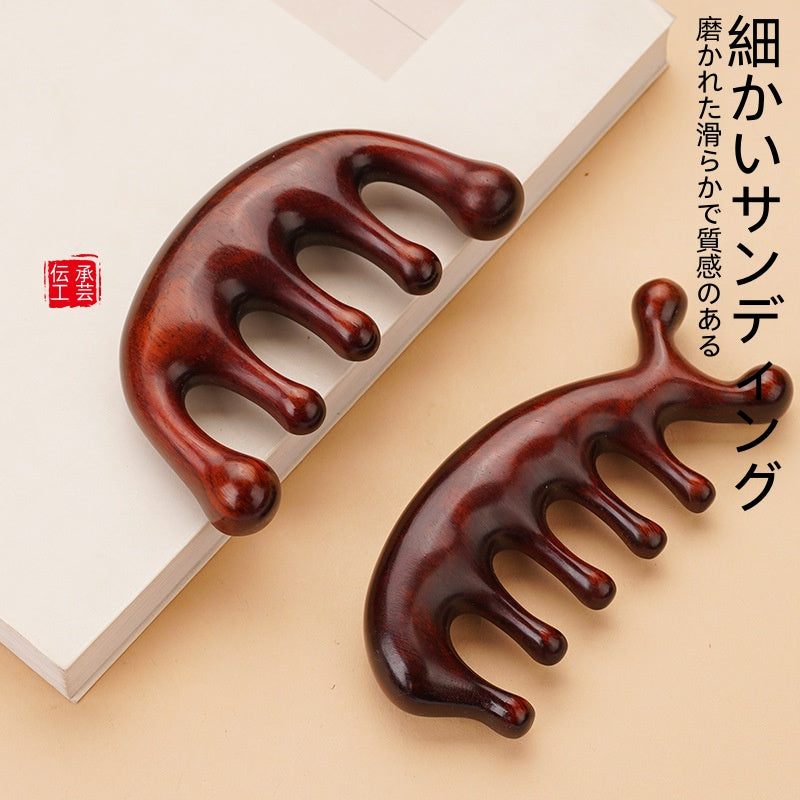 マッサージコーム 紫檀マッサージコーム 木製コーム ヘアブラシ櫛