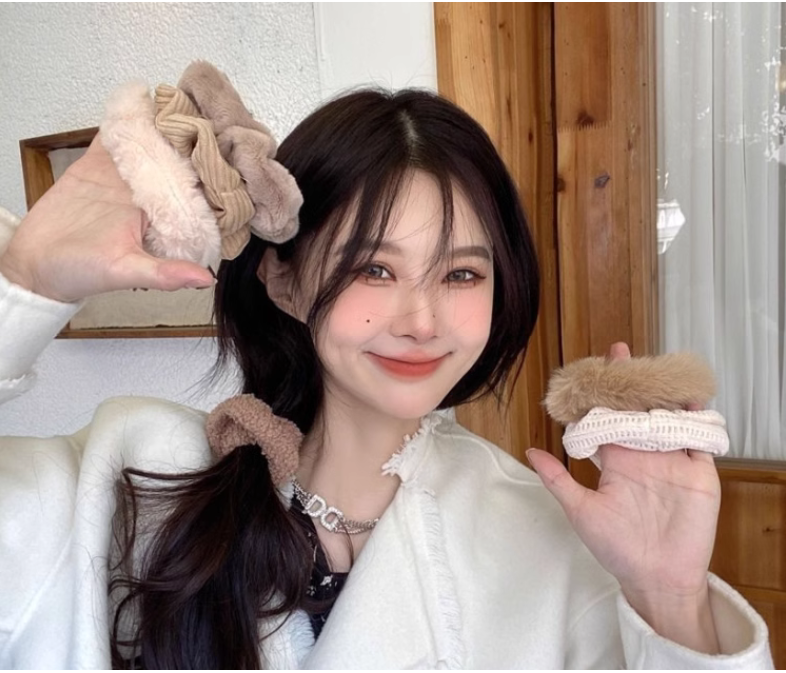 ヘアゴム っぽい 7点セット おしゃれ ヘアアクセサリー ファーボール ポニーテール 無地