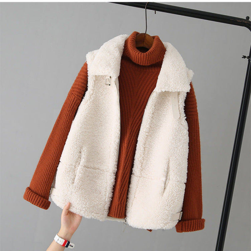 ベスト フェイク シープ ファーベスト ノースリーブ レディース 春秋 前開き