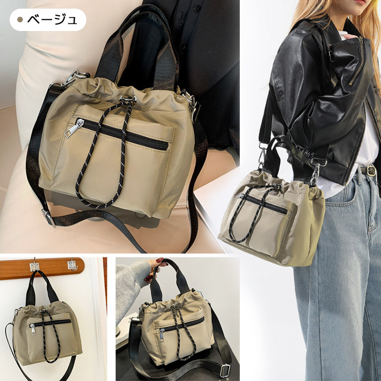 ショルダーバッグ 巾着バッグ 巾着付きバケツバッグ ワンショルダーバッグ