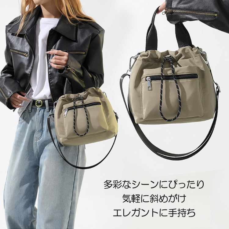 ショルダーバッグ 巾着バッグ 巾着付きバケツバッグ ワンショルダーバッグ