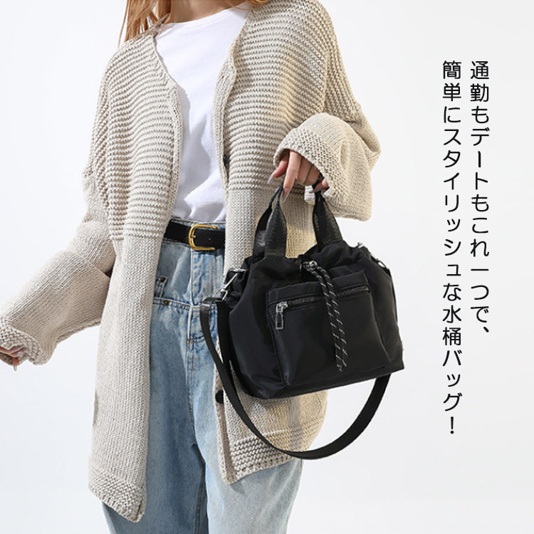 ショルダーバッグ 巾着バッグ 巾着付きバケツバッグ ワンショルダーバッグ