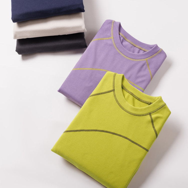 長袖Tシャツ フリース メンズ レディース 秋冬 両面起毛 厚手 クルーネック ラグランスリーブ