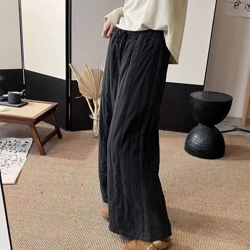 パンツ レディース メンズ カーブパンツ ロングパンツ 秋冬 ガウチョパンツ キルティング