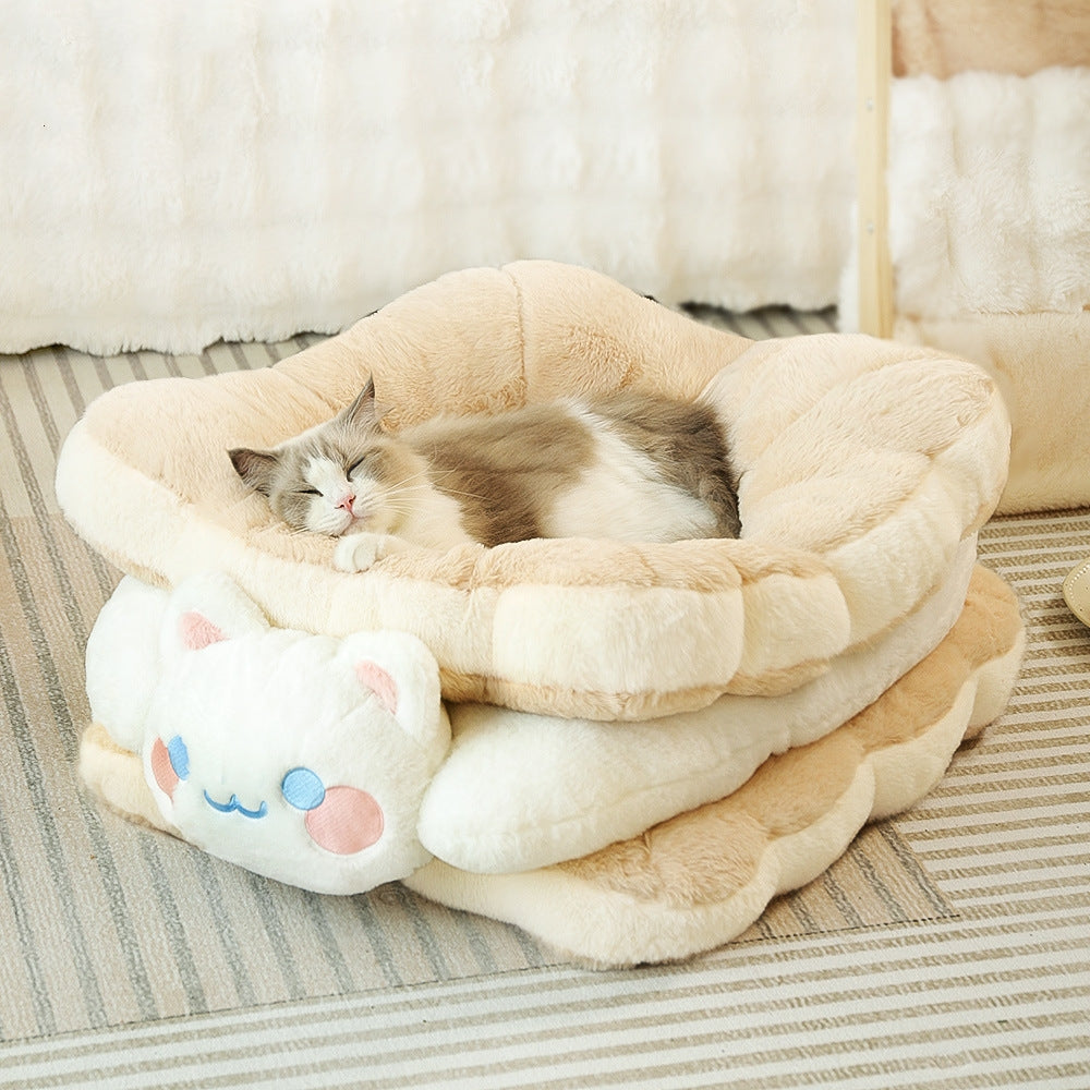 猫ベッド 猫用 冬用 ペットベッド クッキー型 デザイン ふわふわ 厚手 保温