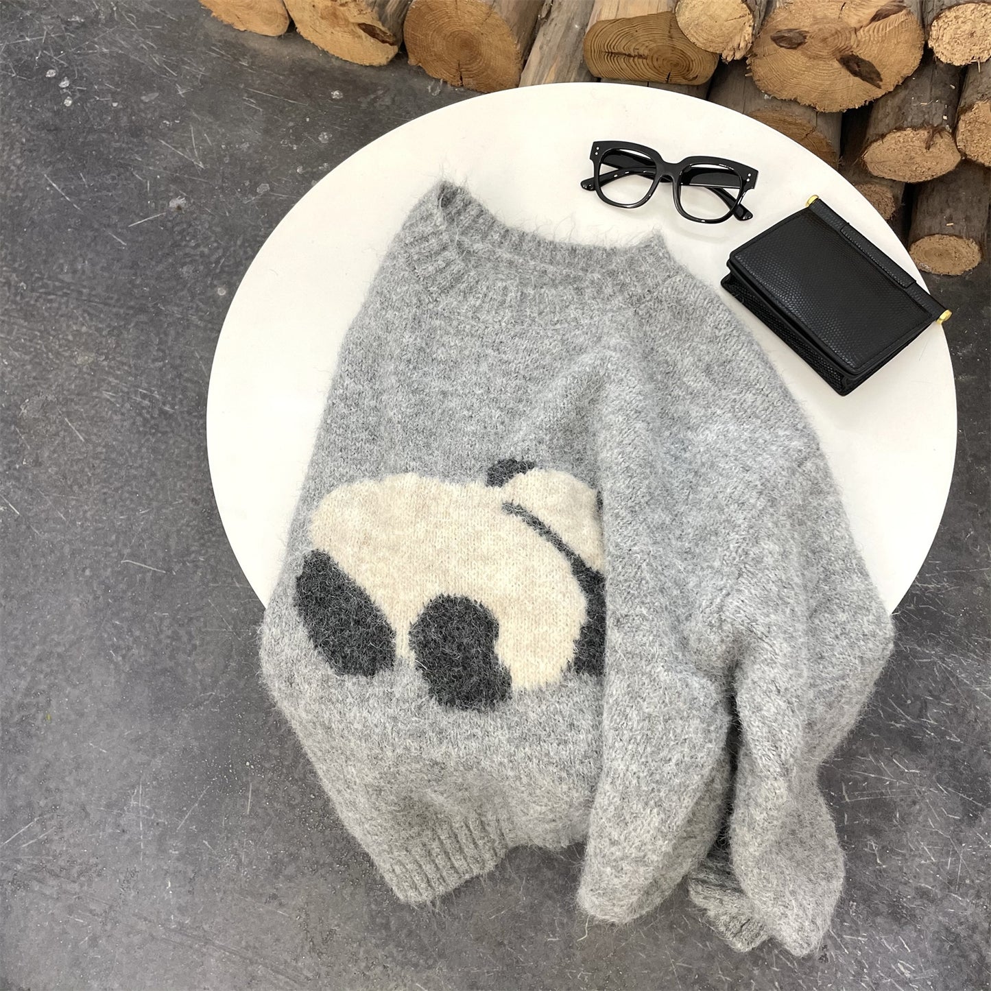 セーター ニットトップス ニットパーカー カシミヤセーター ポロ 柔らかい パンダ