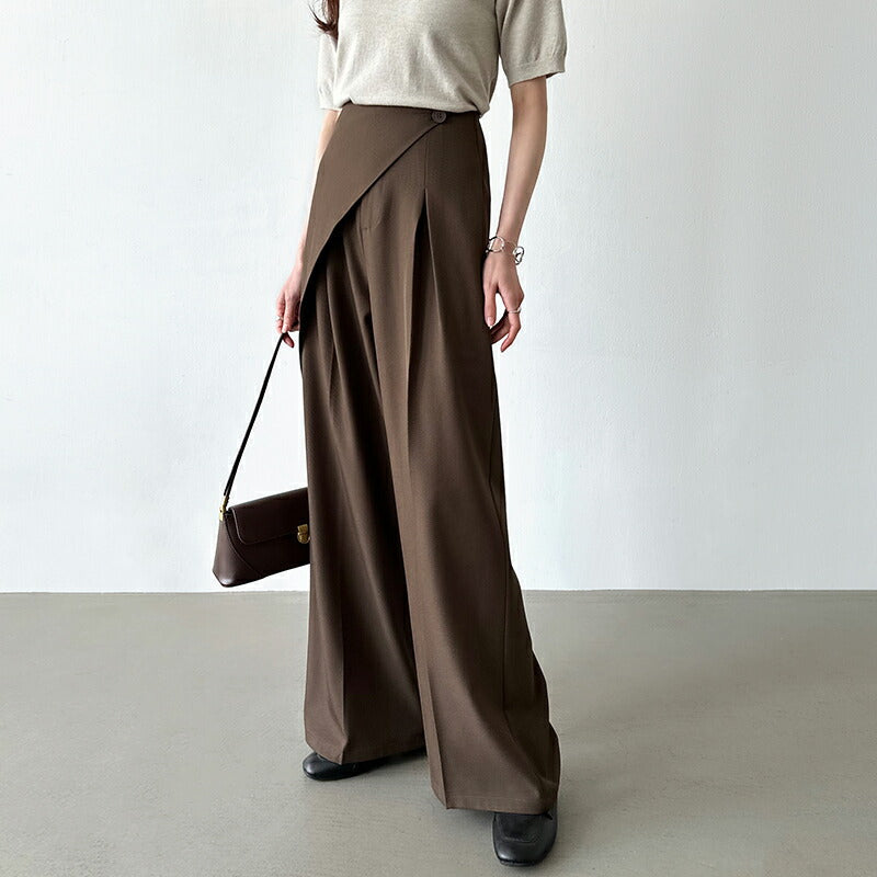 スラックス レディース ボトムス ズボン ワイドパンツ ハイウエスト 通勤