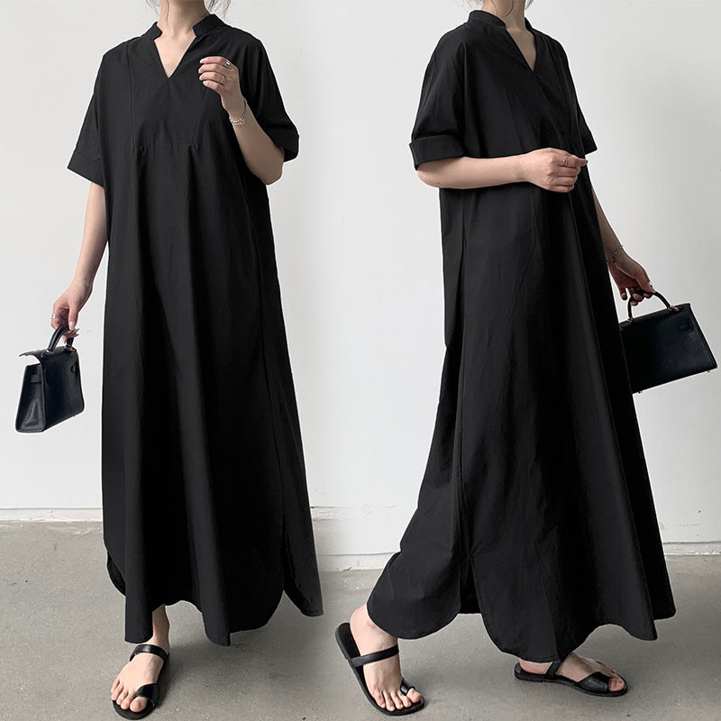 綿麻プルオーバーシャツワンピース レディース 半袖シャツ ゆったり トップス 夏服