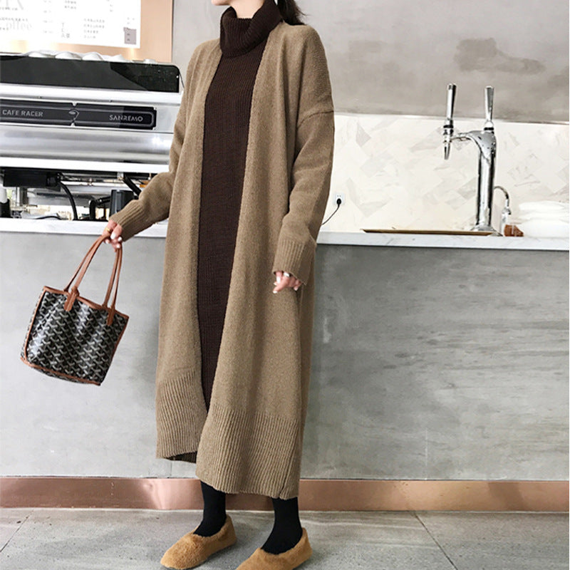 ロングカーディガン ニット ファッション ルーズニット 長袖 シンプル セーターコート