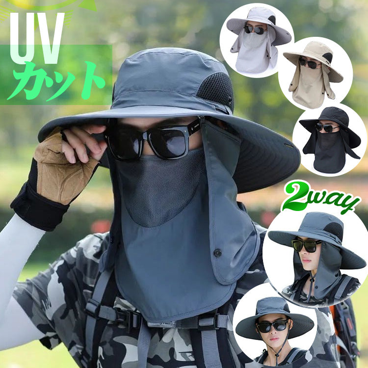 バケットハット 帽子 メンズ メッシュ サファリハット 多機能