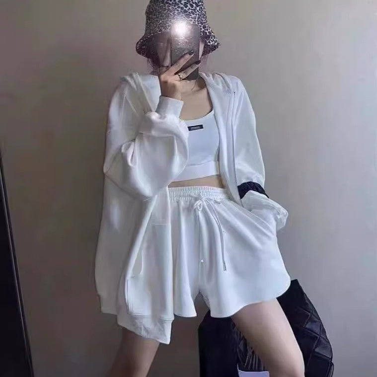 スポーツウェア レディース セットアップ 3点セット ジムウェア 夏 パーカー