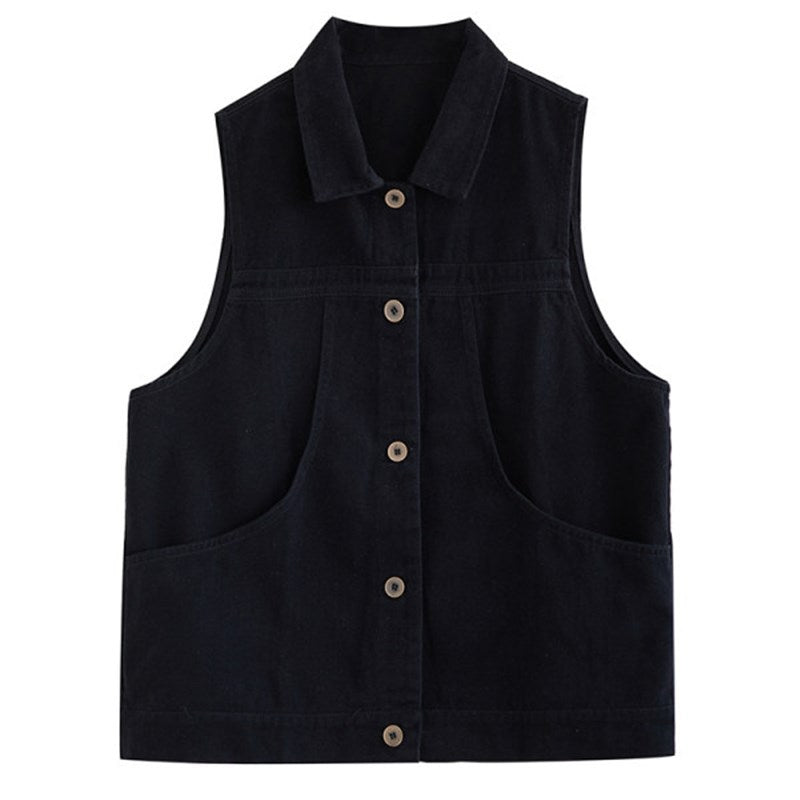 デニム ノースリーブ ベスト レディース 春秋 前開き アウター トップス ジレ レイヤード