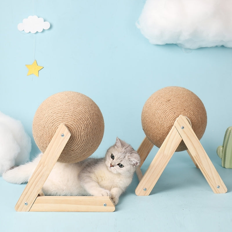 猫スクラッチボール サイザル猫のスクラッチボール 猫爪とぎ板 猫爪とぎマット 猫爪とぎボール 木製ベース