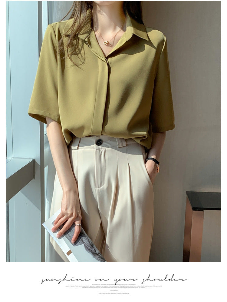 ブラウス  レディース  キャリアシャツ フォーマル レディース バックVネック