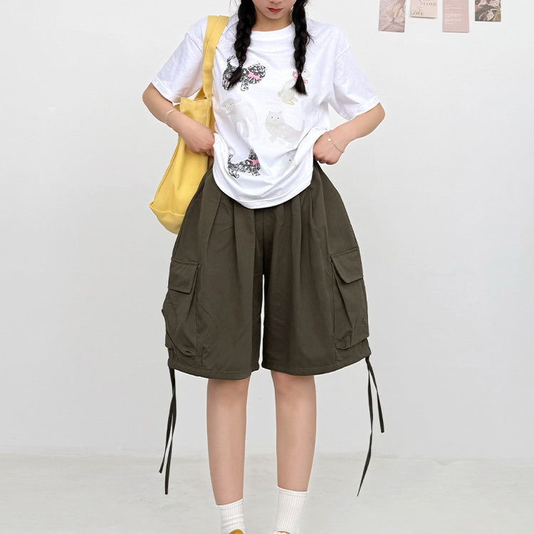 ワイドパンツ ハーフパンツ ショート レディース カーゴパンツ おしゃれ きれいめ